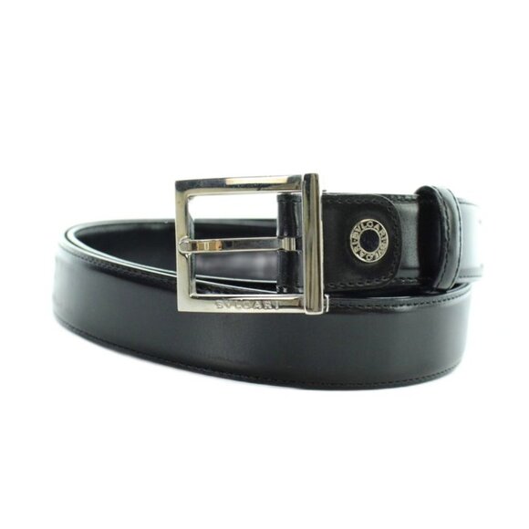 Bvlgari Belt Silver Leather Logo 110 44 Black main image 9